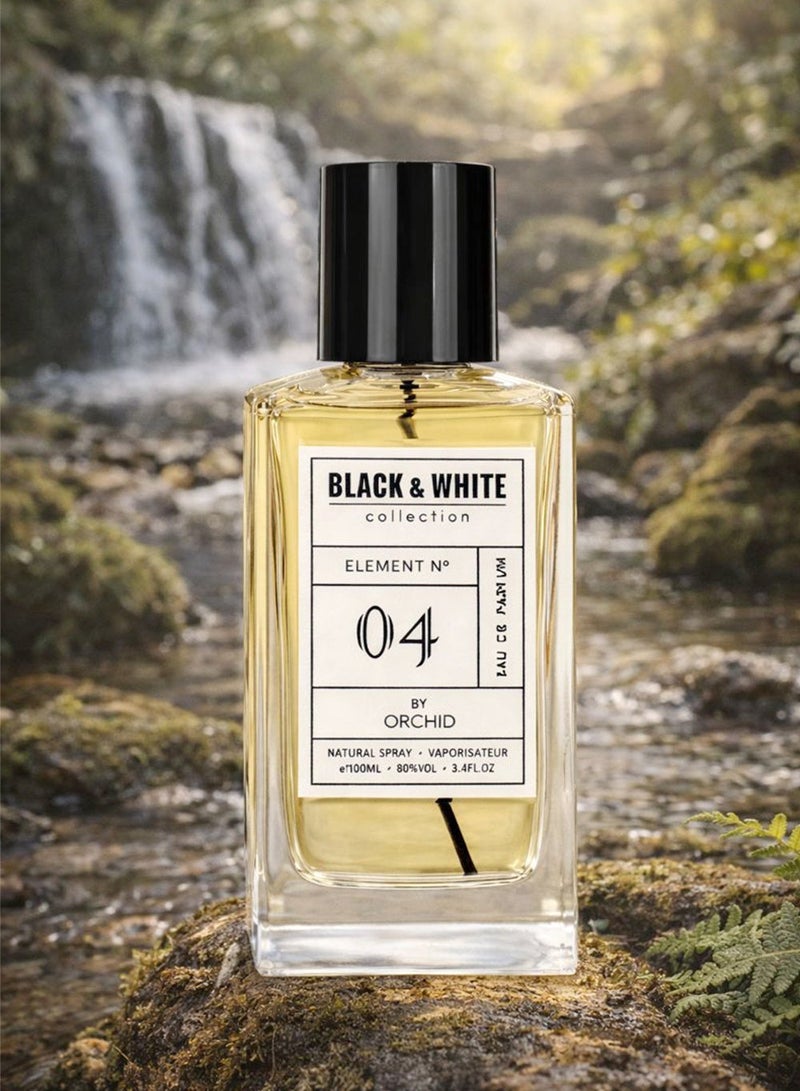 أوركيد عطر بلاك آند وايت إليمنت N.04 بور أوم أو دو بارفان 100 مل للرجال | عطر خشبي حمضي حار طويل الثبات بنفحات الهيل والبرتقال والبرغموت واللافندر مع قاعدة من الباتشولي - Image 1